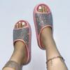 Fashion 2025 Women's New Women's Shoes with Diamond Face, Thin Flash Thick Bottom Slippers Sandals Outdoor Beach Slippers 36-45