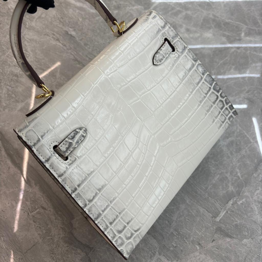 New First-layer Cowhide High-gloss Crocodile Pattern, Bag Gold Buckle Belly Handbag Atmospheric Fashion Leather Shoulder Bag