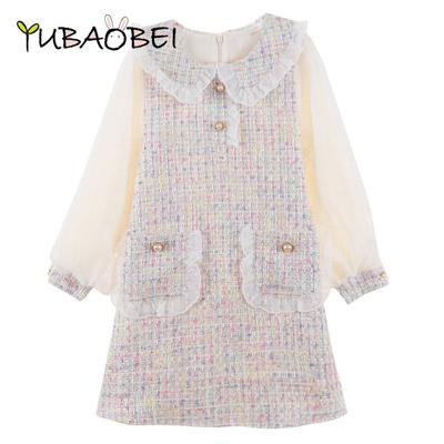 Baby Girls Dresses Spring Autumn Cute Puff Sleeve Kids Princess Clothes Plaid Doll Collar Party Teens Wear for 6 8 10 12 Year