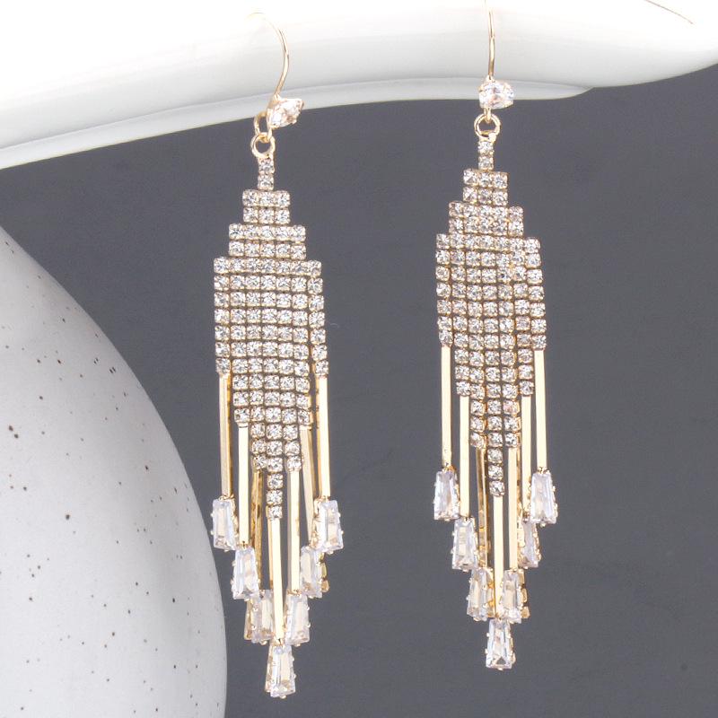 2024 Trendy Crystal Zircon Tassel Earrings for Versatile Style