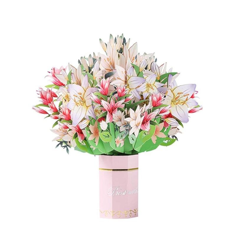 Mother Day Greetings Card Flower Bouquet Popup Card,Birthday Card,Gift Cards For Valentines Day,Graduation, Anniversary