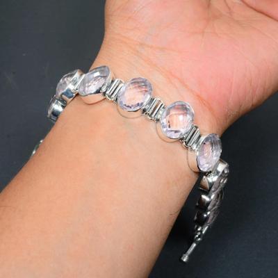 Braccialetto Kunzite Rosa Braccialetto Kunzite Rosa in Argento Sterling 925 Fatto a Mano Braccialetto Kunzite Rosa per Regalo Braccialetto Kunzite per Lei
