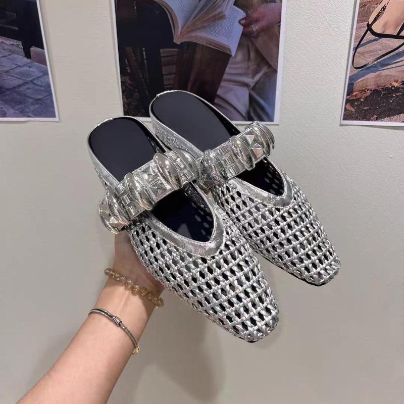 Fashion Mules Shoes Women Flats Mesh Summer Sandals New Casual Slippers 2025 Fashion Slingback Woman Party Shoes Band Zapatillas Mujer