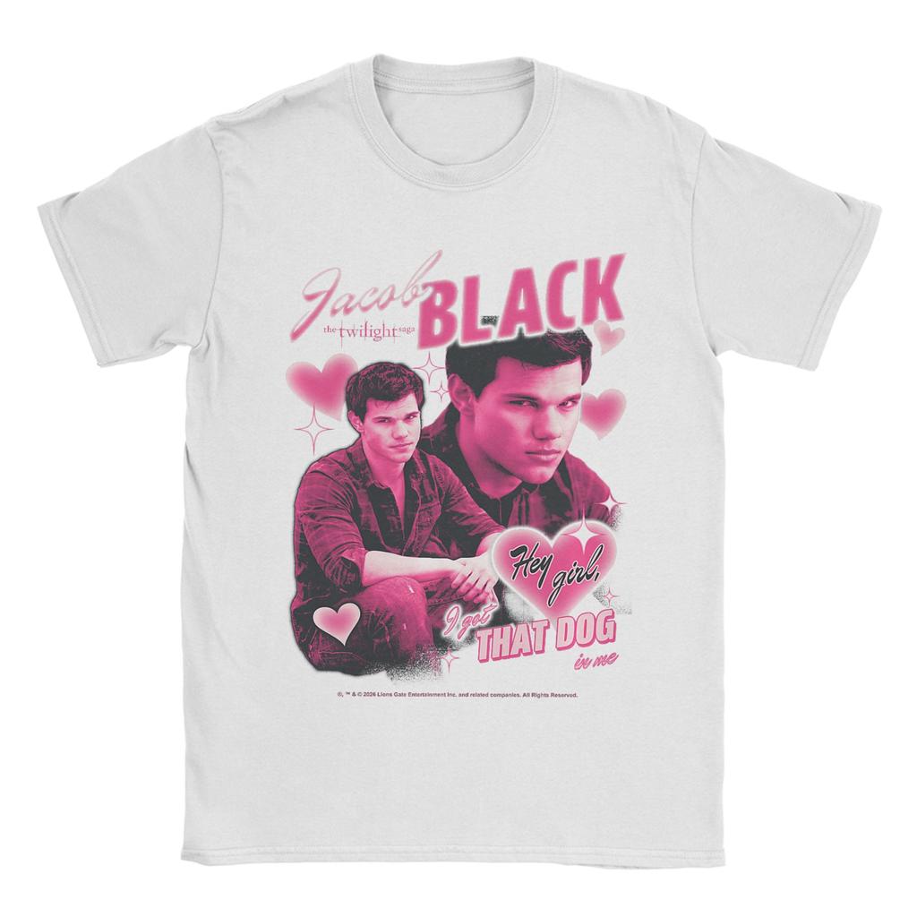 Unisexs Twilight Team Jacob Pink Hearts Valentines Day Crush Movie T Shirts Cotton Tees Short Sleeve TShirt ONeck Tee Shirt