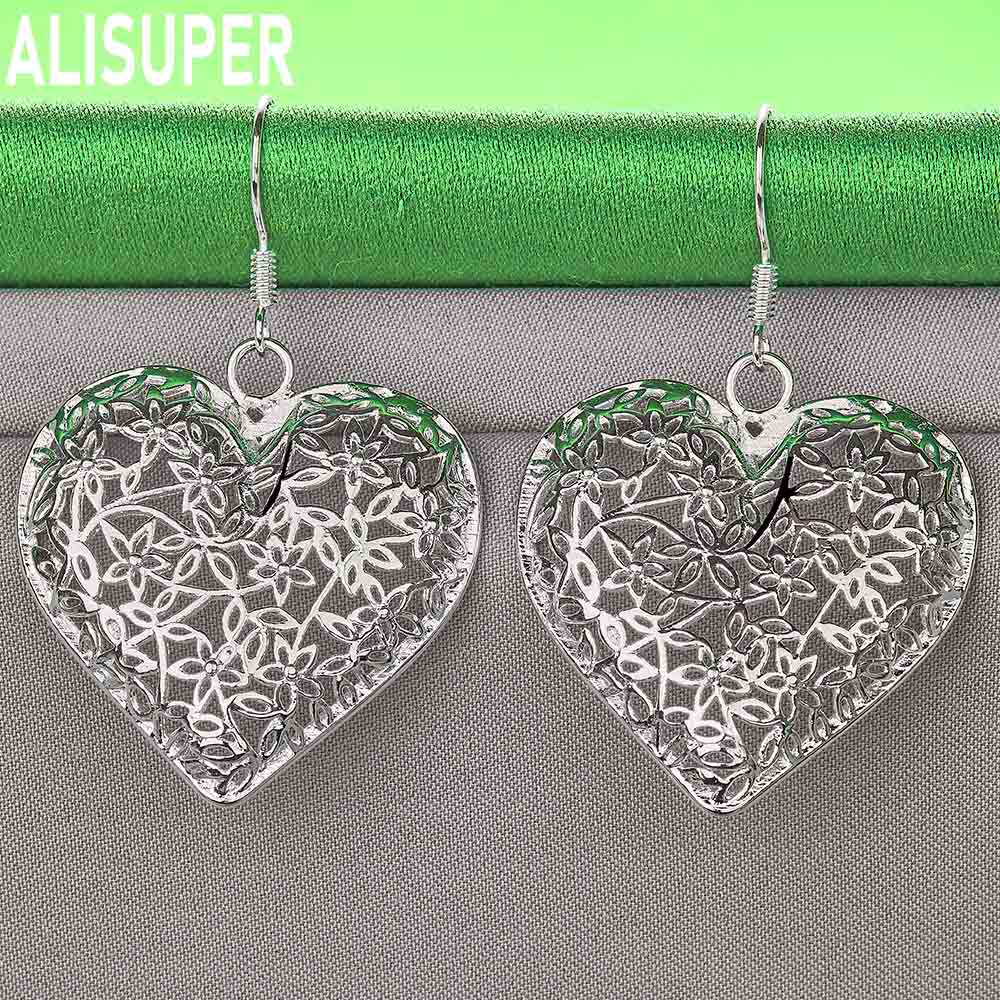 925 Sterling Silver Simple And Exquisite Openwork Heart Earrings - Stylish Evening Jewelry