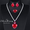 Elegantes Blaues Saphir Schmuckset Damen Voll Diamant Halskette Ohrringe Ring Braut Hochzeitsparty Abendkleid Luxus