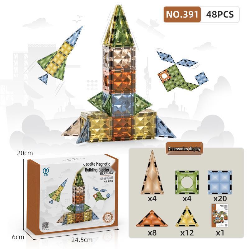 Children's 4D Colorful Magnetic Building Blocks - Strong, Educational Emerald Tiles