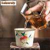 100ml Retro Cream Ru Kiln Ceramic Teacup Hand-painted Pomegranate Straight Mouth Cup Female Master Single Cup Kung Fu Tea Bowl