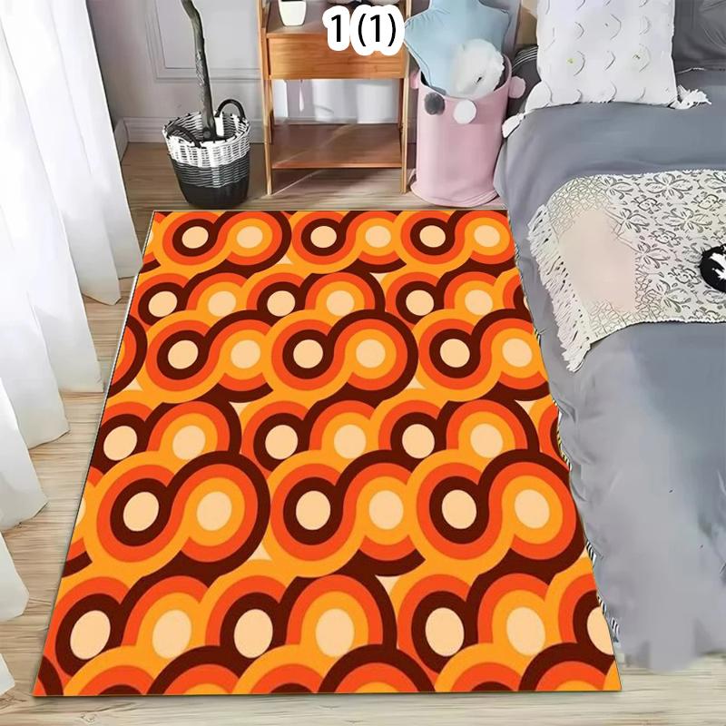 Bruin Oranje Retro Mid Century Vloerkleed Geometrisch Ontwerp Tapijt Duurzaam Vintage Geïnspireerd Vloermat Deurmat Boho Chic Woonaccessoire 80x120cm31x47in