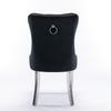 Modern, Tufted Solid Wood Velvet Upholstered Dining Chair with Chrome Stainless Steel Plating Legs,Nailhead Trim,Set of 2,Black and Chrome, DE1701BK
