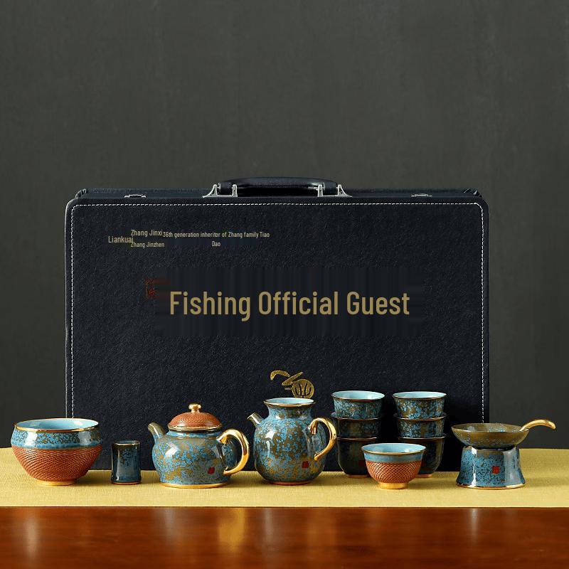 Jun Porcelain Kiln-Glazed Kung Fu Tea Set