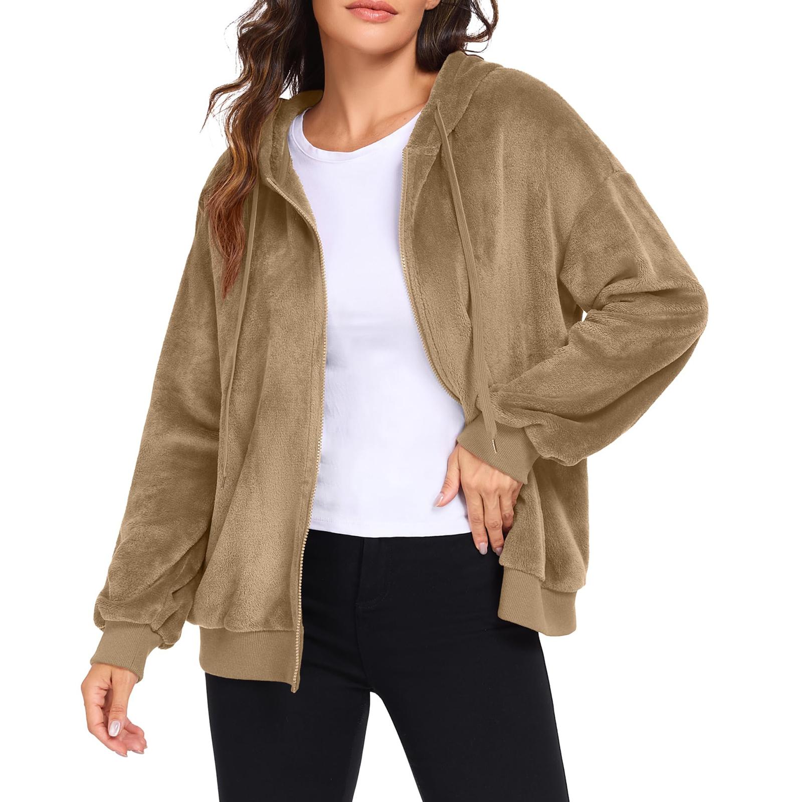 

Женский модный свободный кардиган на молнии, длинный, однотонный, толстовка-куртка с капюшоном XL