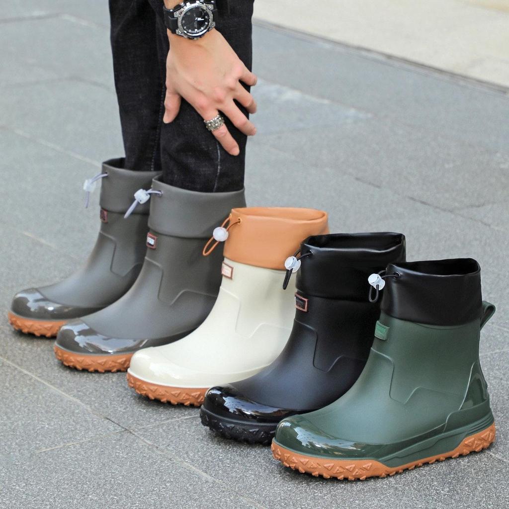 Fishing Water Shoes for Men Waterproof Anti-slip Wear-resistant Rain Boots Rain Shoes Style Kitchen Work Rubber Shoes