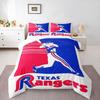 Texas Rangers Vintage Running Batter Logo Bedding Set, Blue Red Baseball Classic Duvet Cover Set