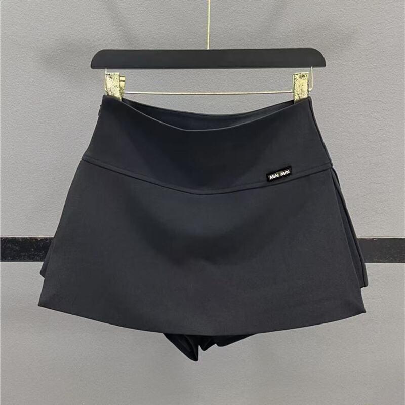 High-Waisted A-Line Skort Women Elegant Office Wear Short Skirt With Stitching Detail