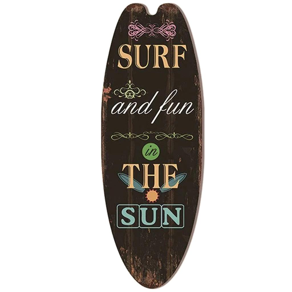 Summer Beach Ocean Theme Leisure Decoration Surfboard Wooden Sign Bar Home Wall Retro Ornament Decor Wood Board