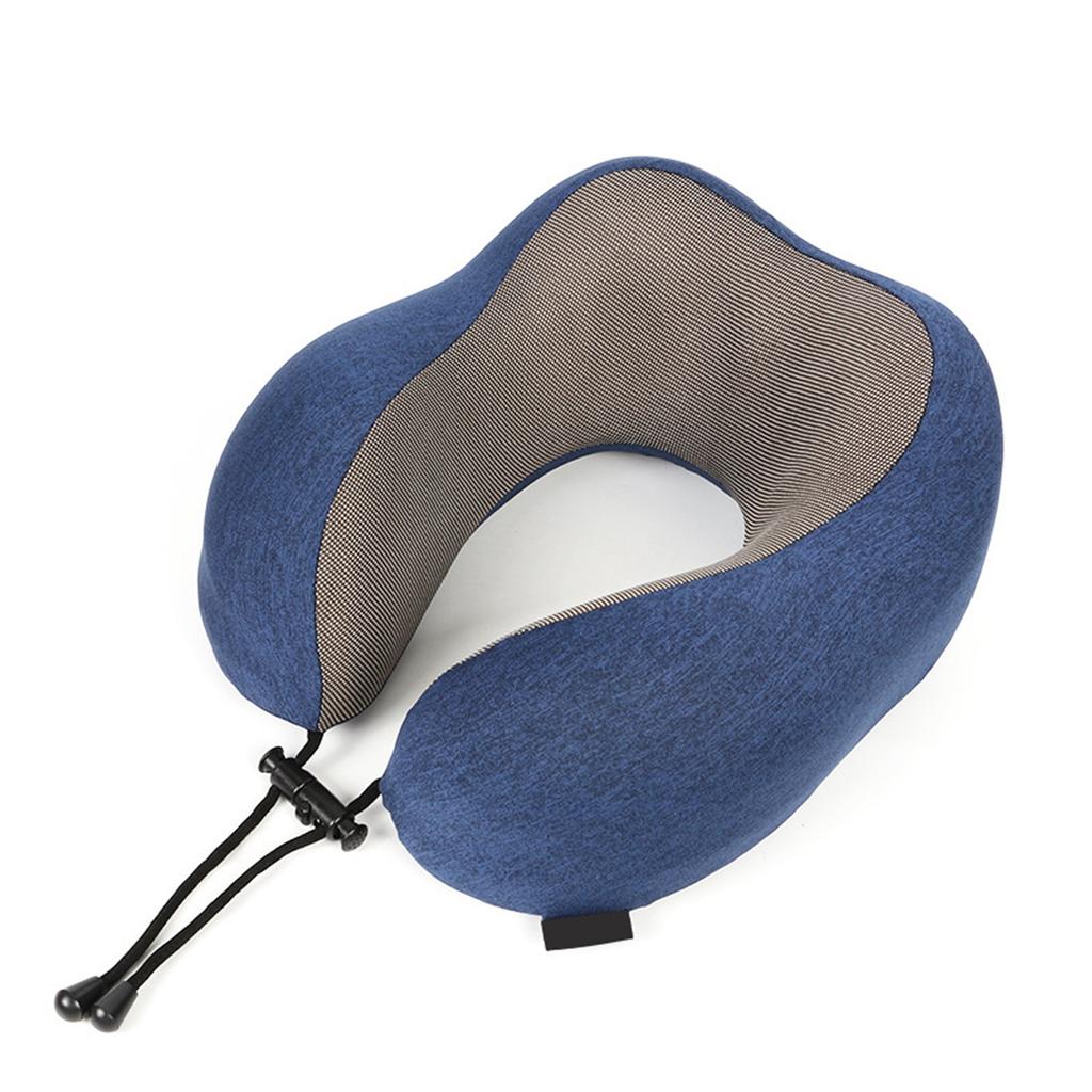 U-förmiges Nackenkissen Kationisches Gewebe Nackenschutz Memory-Schaum Reisekissen für Reise Auto Zuhause Blau Einzeln Nacken