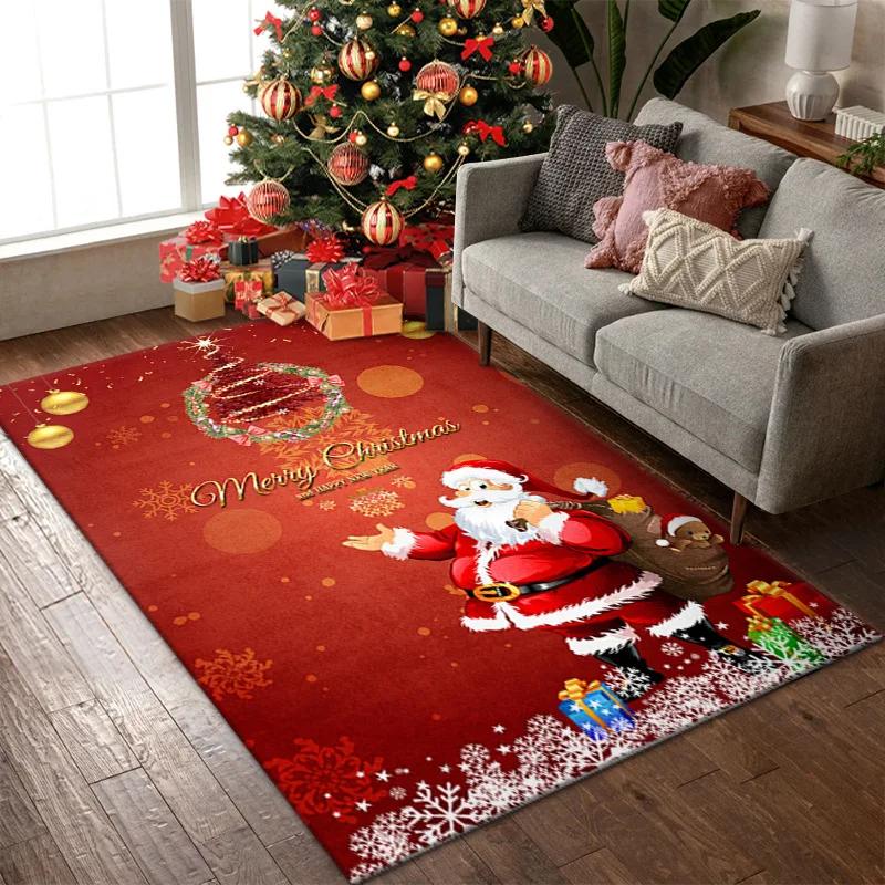 Rote 3D Frohe Weihnachten Dekoration Eingangsteppich Wohnzimmer Couchtisch Decke Weihnachtsmann Schneeflocke Matte Schlafzimmer Teppiche Fußmatten