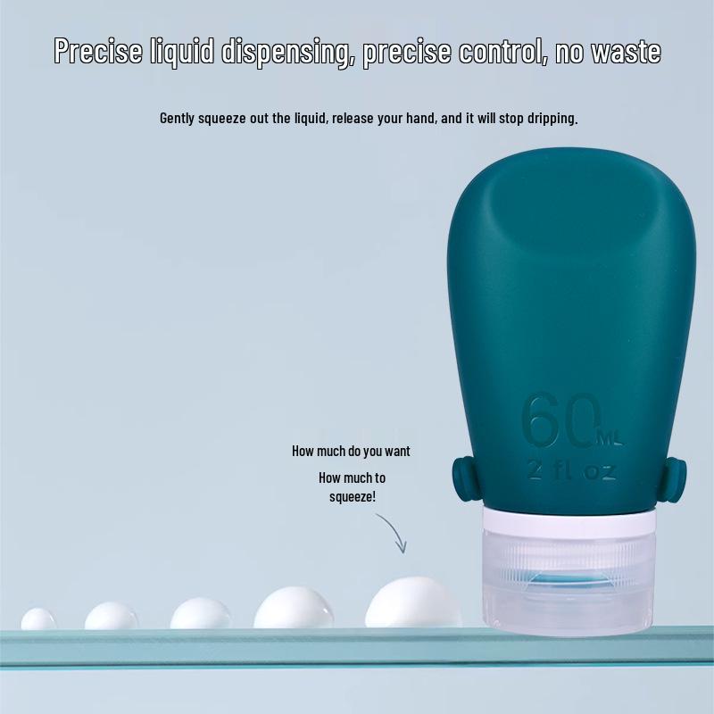 Portable Refillable Silicone Travel Bottles Set for Shampoo, Shower Gel, Lotion, Makeup Remover, and Skincare.