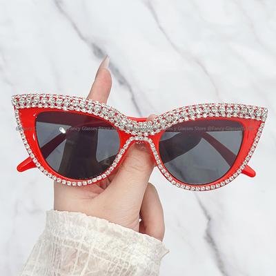 Modne Damskie Okulary Przeciwsłoneczne Vintage Koci Oczko Modne Luksusowe Diamentowe Outdoorowe Okulary Słoneczne Modne Ins Punkowy Styl Hip Hopowe Gogle Ochrona Oczu