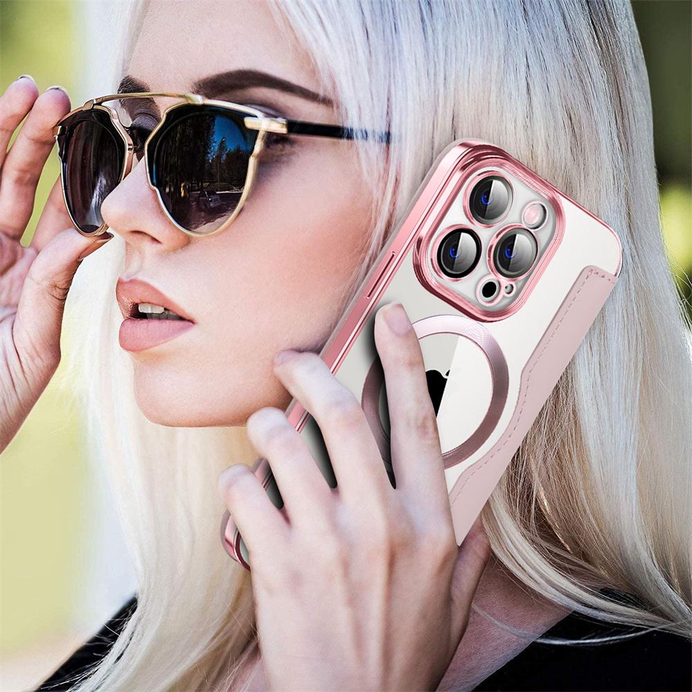 Leder Flip Cases für Magsafe Magnetisches kabelloses Laden für IPhone 14 Plus 13 12 11 Pro Max Lens Grass Wallet Card Slot Holder Cover