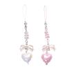 Fashionable Acrylic Charm Straps Dainty Heart Beaded Bowknot Phone Straps Chain