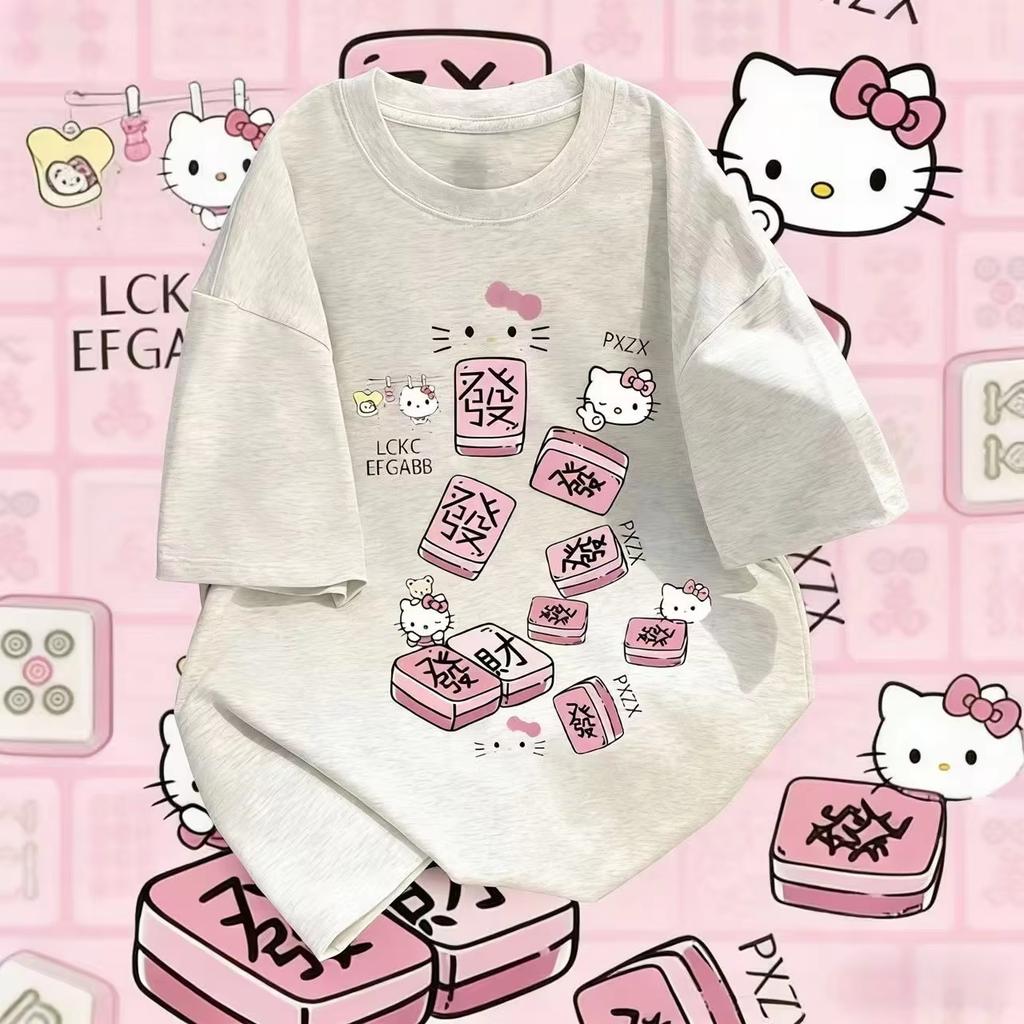 2026 new Hello Kitty Tee soft cotton short sleeve crew neck cute print lightweight summer top for Women daily casual wear