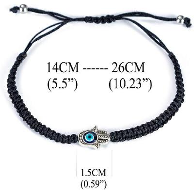 Handmade Red Black String Evil Eye Hamsa Hand Charm Bracelets for Protection and Luck Kabbalah Adjustable Hand-Woven Cord Thread Friendship Bracelet