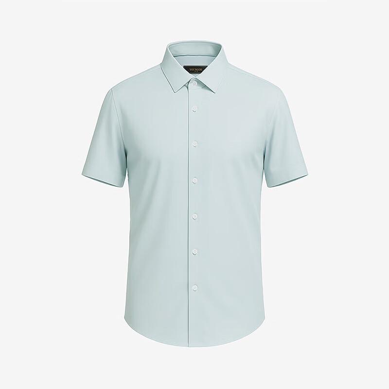 YOUNGOR Men's Wrinkle-Resistant Short-Sleeve Shirt VSTP114773SBA
