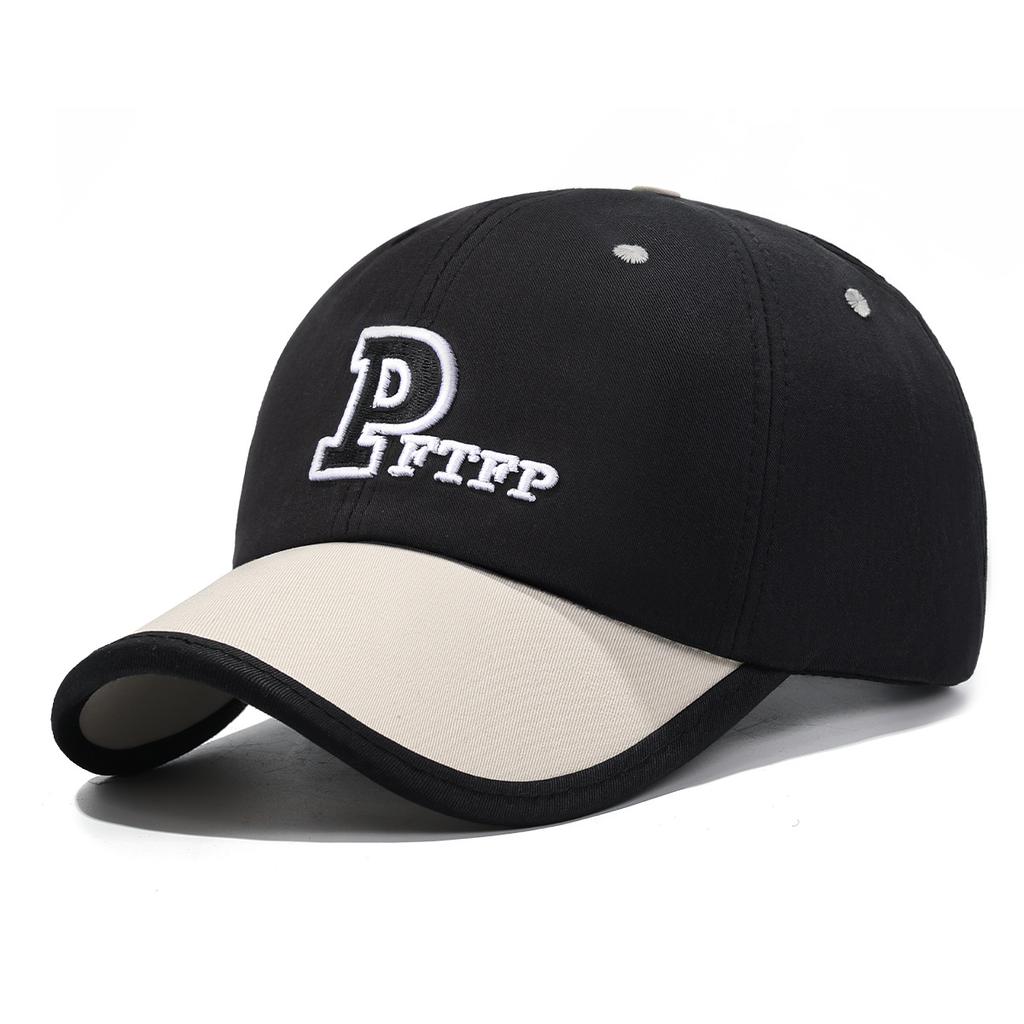 New Four-Season Short-Brim Letter Color Block Casual Baseball Cap Breathable Duckbill Soft-Top Sun Hat for Men and Women Outdoor
