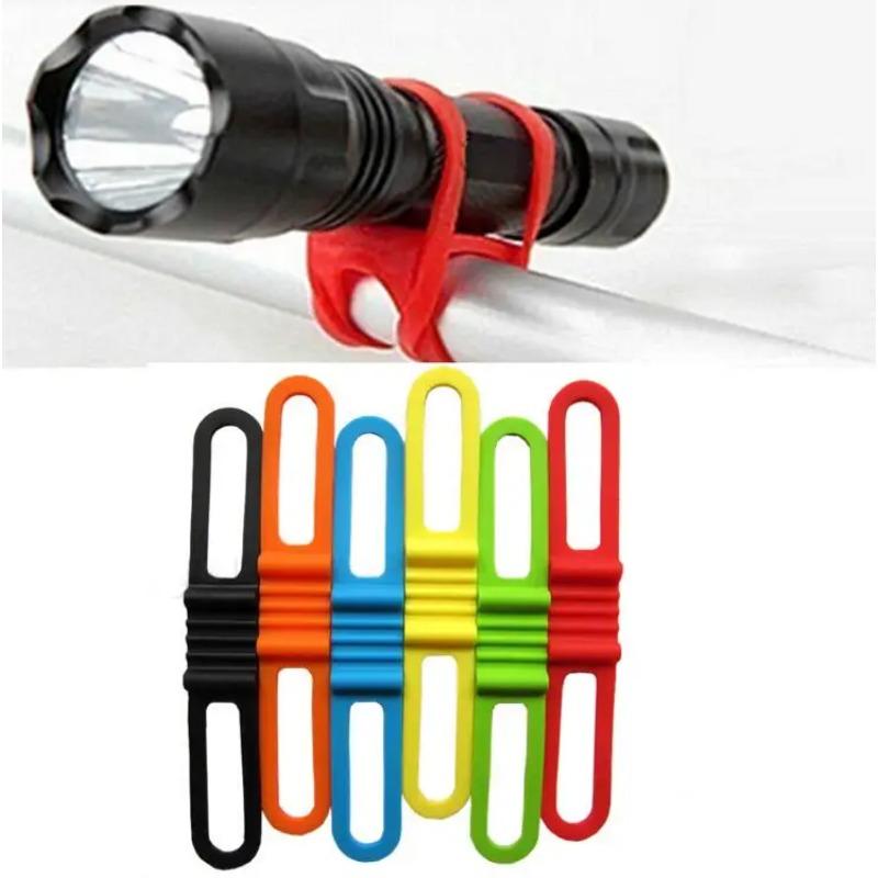Bicycle Silicone Bandage Bike Silicone Elastic Strap Bandage Light Mount Bicycle Light Flashlight Holder Fit Bicycle Accessories
