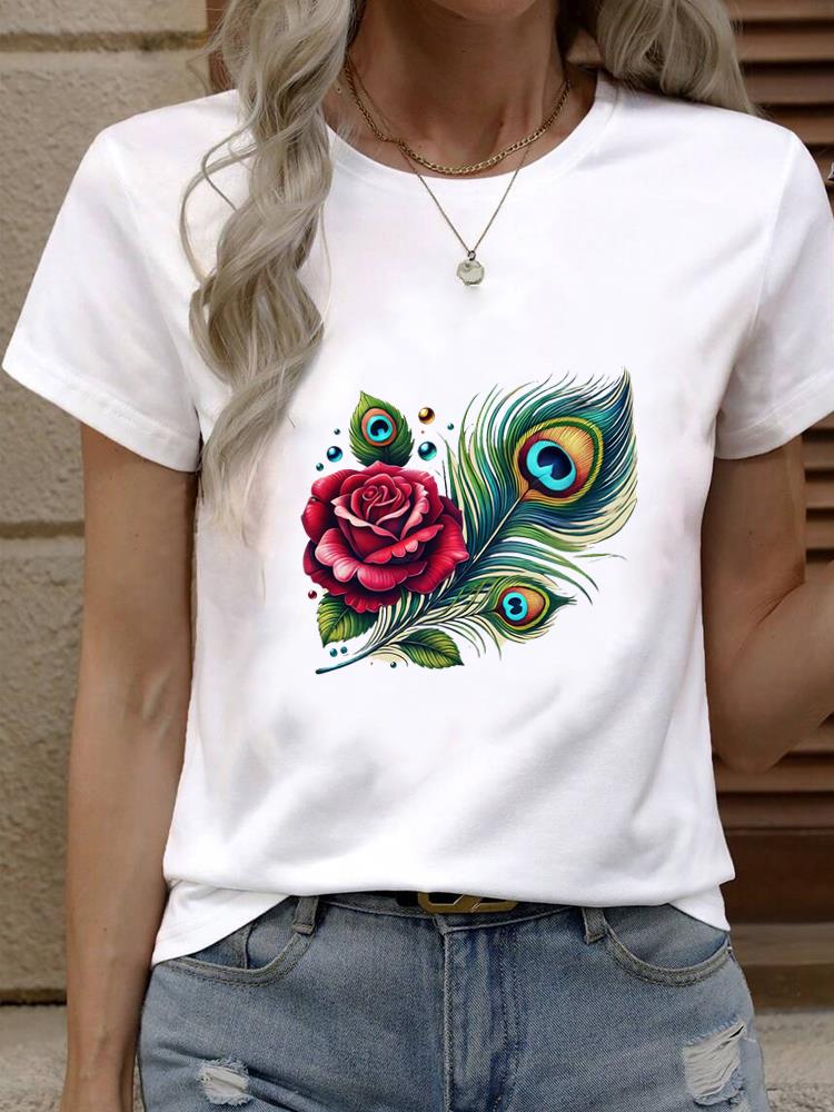 (Asian Size) Tee Top star trend cute 90s Women Fashion Female Clothing T Shirt Woman Print  Short Sleeve Graphic T-shirts
