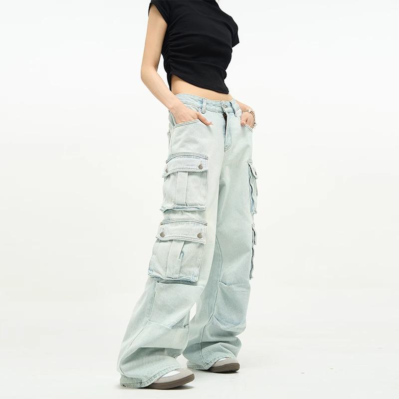 

Мужские джинсы карго в американском ретро-стиле с широкими штанинами – Весенне-осенняя нишевая мода 3XL синий