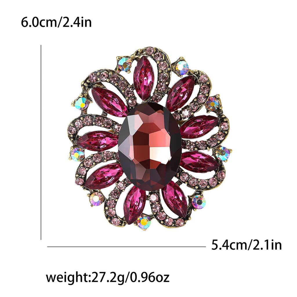 Fashion Creative Alloy Rhinestone Medium Glass Brooch Versatile Exquisite Women'S Clothing Brooch Ornament Pin