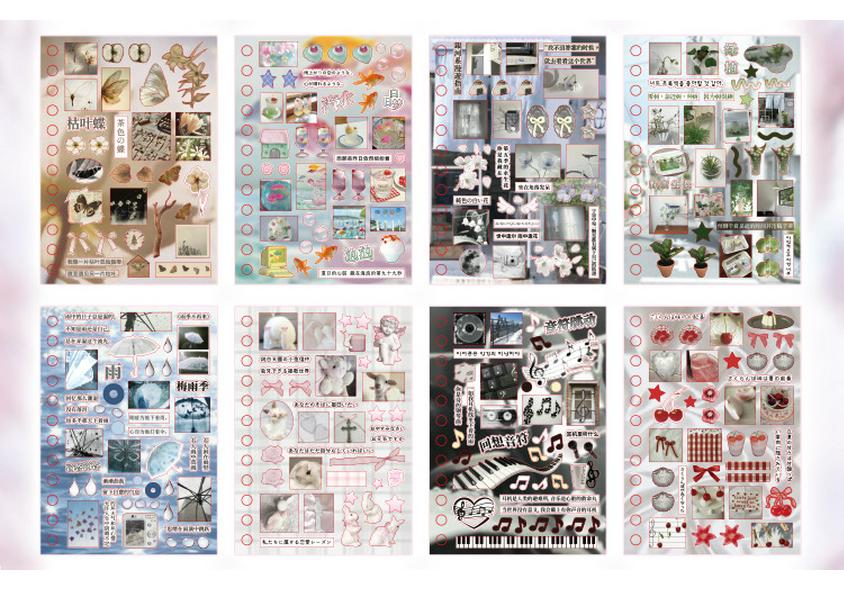 Yuxian Dreamcore Spulenaufkleber Tagebuch: Zeitumformungs-Collage & Dekoration