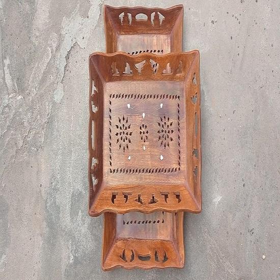 Набор из 2 деревянных сервировочных подносов для сервировочных чашек — фото 2