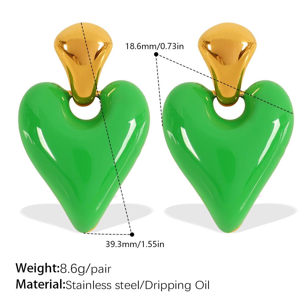 Exquisite Sweet Cool Wind Dripping Oil Love Earrings Women'S Stainless Steel High Sense Versatile Temperament Small Fresh Earrings