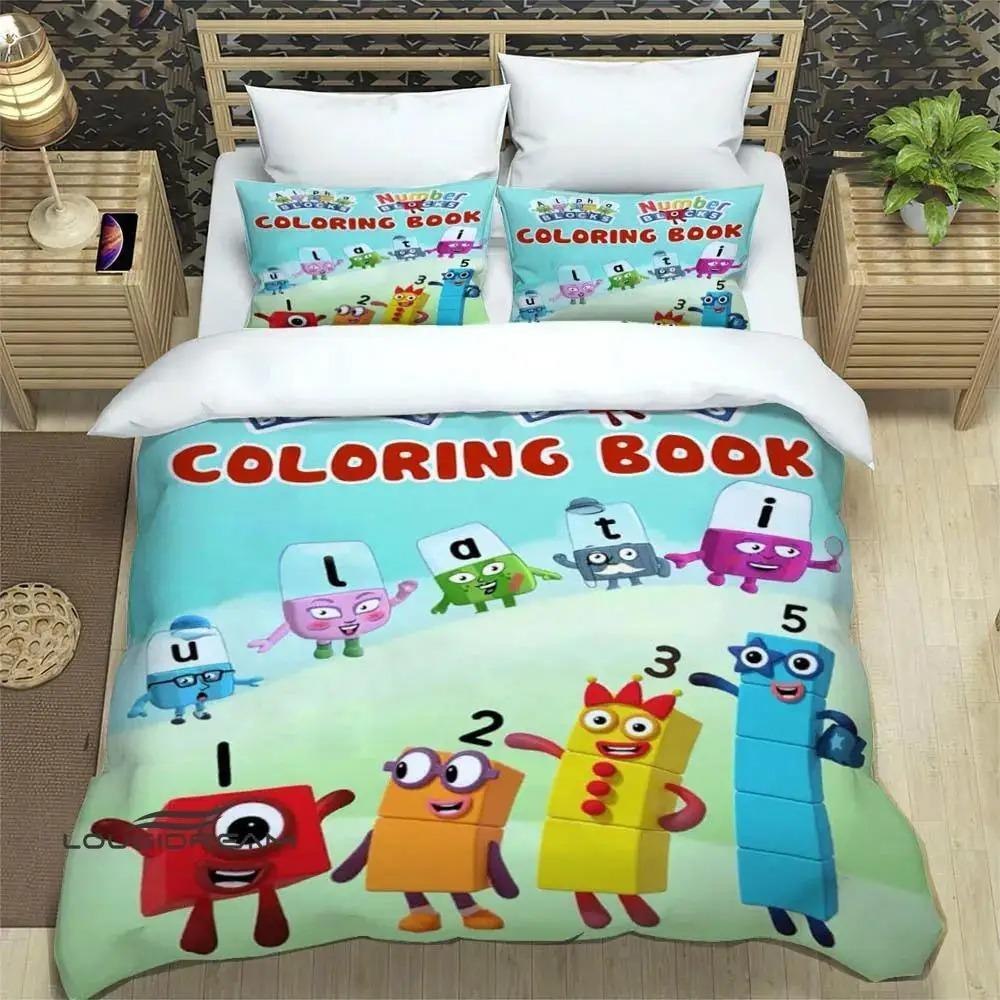 N-Zahlenblöcke Cartoon-Druck Bettwäschesets Exquisites Zubehörset Bettdeckenbezug Bettdecke Set Bettwäscheset Luxus Geburtstagsgeschenk