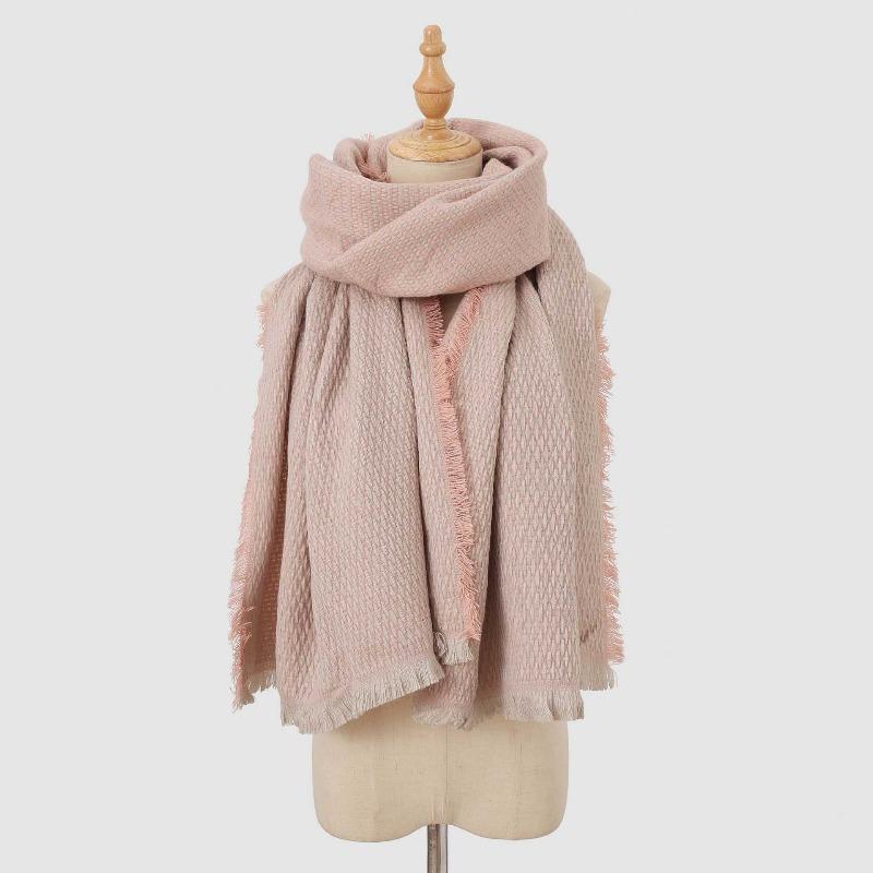 Vinter imitasjon kashmir fortykket varmt skjerf dameklær dobbelbruks allsidig hudvennlig og komfortabelt bredt rutete frynset skjerf