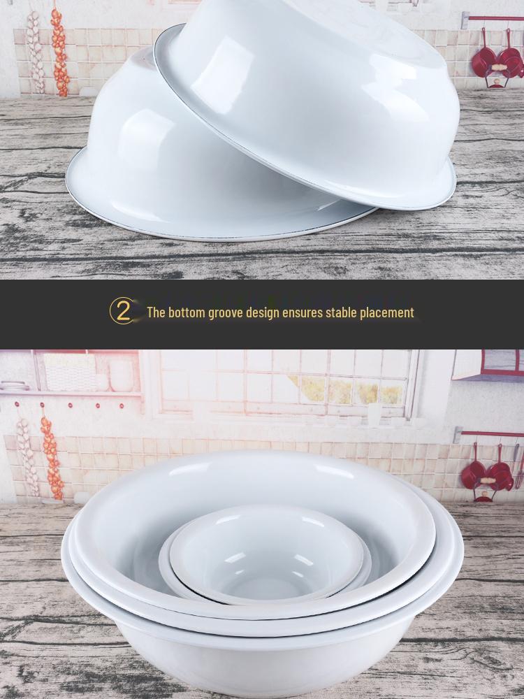 Classic Large White Enamel Basin for Washing, Mixing, and More: Thickened Design for Kitchen Use