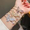 Fashion Butterfly Zircon Double Layer Bracelet With Cubic Zirconia For Elegant Casual Wear