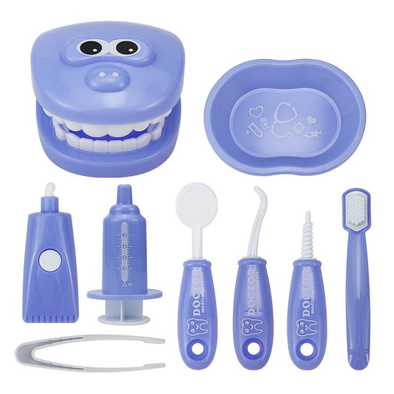 

9Pcs Simulation Dentist Play Early Educational Toys Children Early Learning Doctors Dentist Play Kid Tooth Teaching Aids фиолетовый