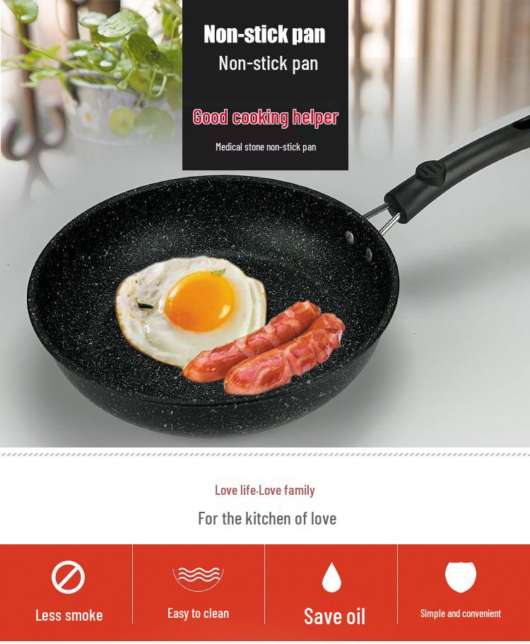 Maifan Stone Non-Stick Mini Wok for Stir-Fry, Steak, Vegetables, Pancakes, and Dumplings; Induction Compatible.