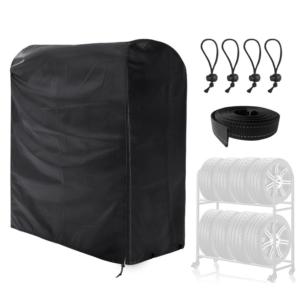 ZATOOTO Tire Rack Outdoor 420D for 8 UV Durable Storage Prevents Deterioration and Includes Storage 110 x 75 x 145 Black Rack Not Cover, Storage,