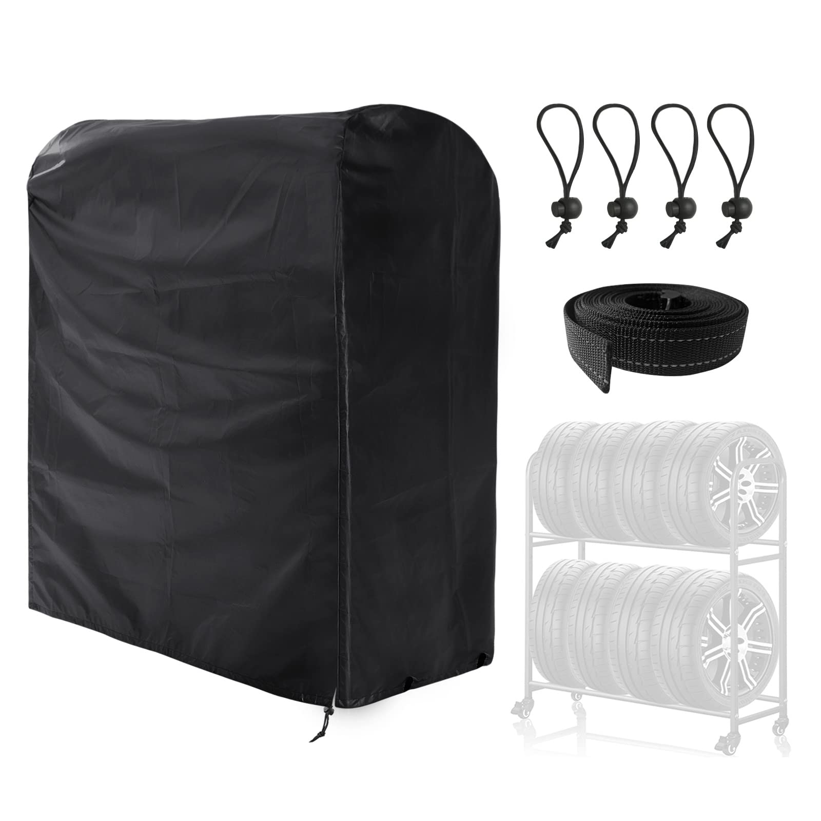 

ZATOOTO Уличная стойка для шин 420D на 8, долговечная к УФ-лучам, для хранения, предотвращает износ и включает хранение 110 x 75 x 145 Черная стойка Не чехол, Хранение, чёрный