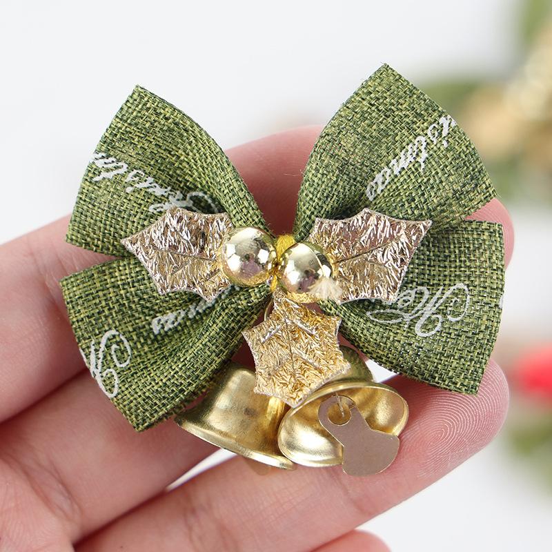 Christmas Bell Bow Gold Red Bowknot Christma Decoration for Gift Box Xmas Tree Hanging Pendant Merry Christmas  Supplies