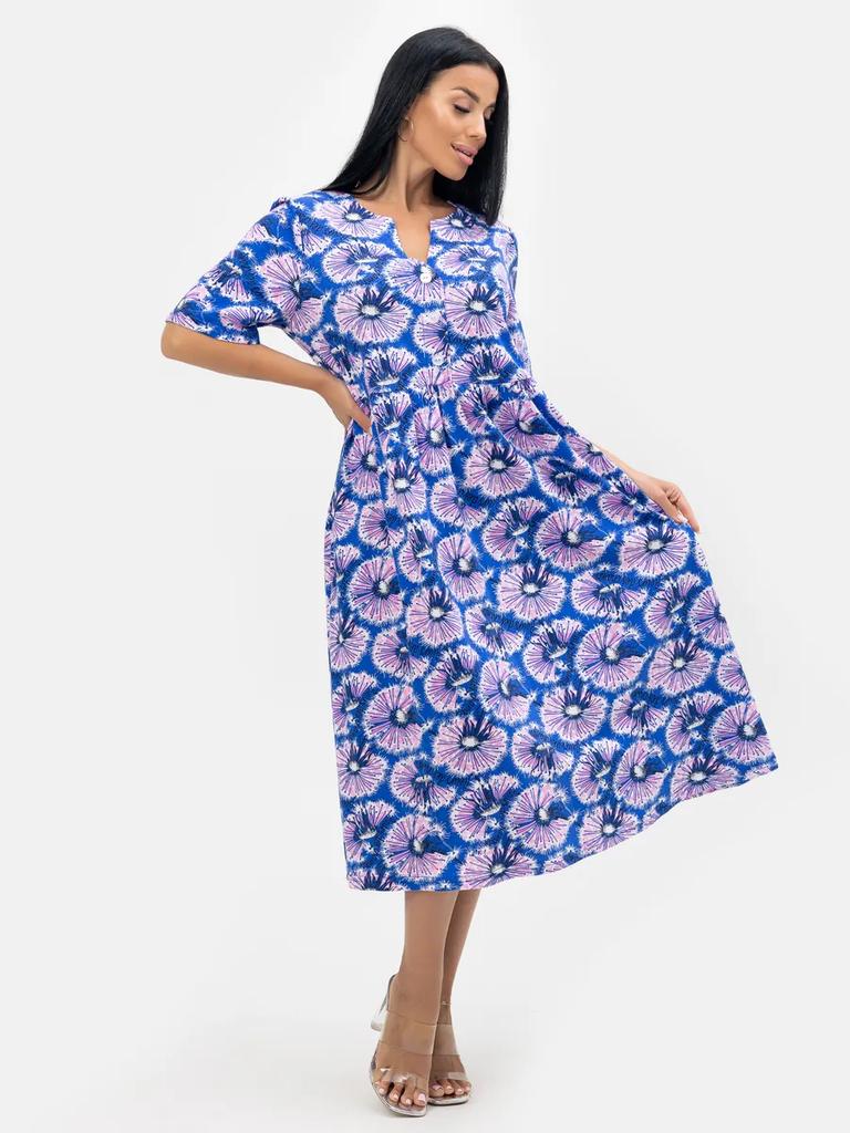 Plus size cotton house dress with pockets