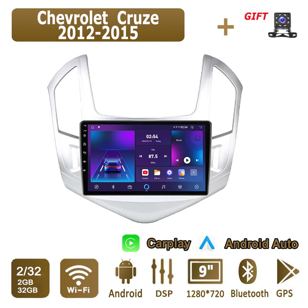 

Android Carplay Автомагнітола для Chevrolet Cruze 2012-2015 Мультимедійний плеєр Головний пристрій Стерео GPS-навігація BT WIFI 2+32GB 2+32GB срібний