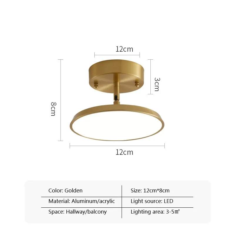 Modern LED Ceiling Light For Living Dining Room Aisle Lamp Rotatable Corridor Balcony Round Copper Light Home Decoration Fixture