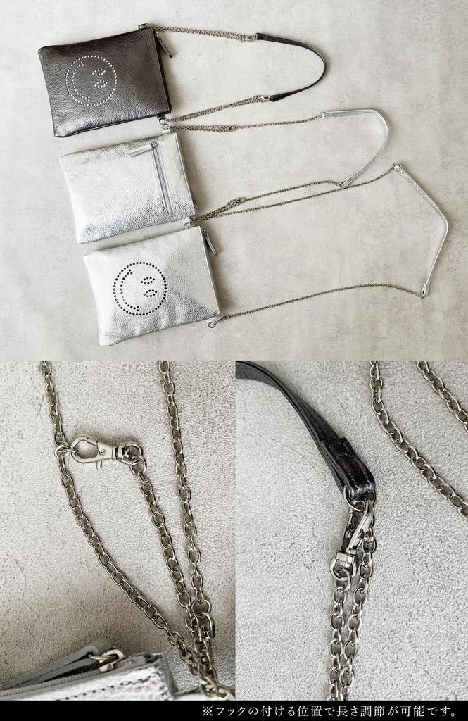 Salon de Alphard Women's Genuine Leather Shoulder Bag, Made in Japan, Lightweight (Approx. 170g), Smile Pochette, Mini Bag, Long Wallet Compatible,